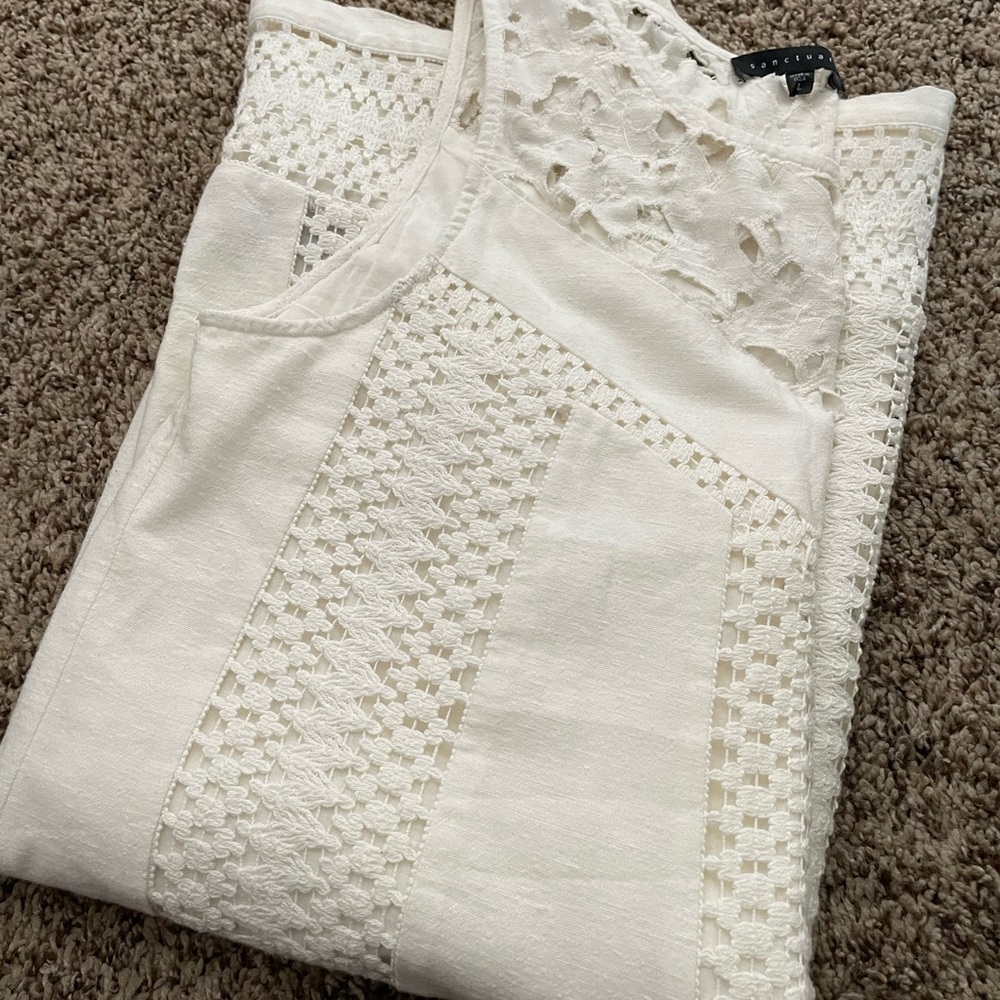 Sanctuary White Embroidered Dress-Large